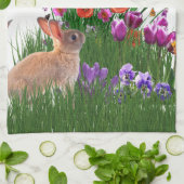 春バタフライフラワーガーデン キッチンタオル (折り畳み)