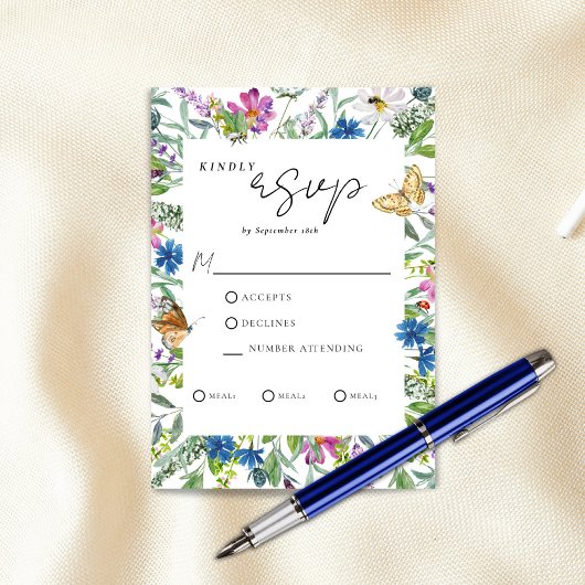 春バタフライヤギ結婚フラーズ 出欠カード