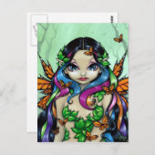 「春バタフライ乙女」はがきき ポストカード (正面/裏面)