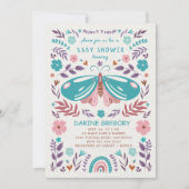 春バタフライ&フラワーガーデンベビーシャワー 招待状 (正面)