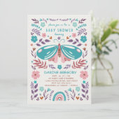 春バタフライ&フラワーガーデンベビーシャワー 招待状 (スタンド正面)