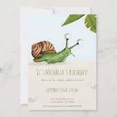 春バックヤードカタツムイルキッズ自然誕生日 招待状 (正面)