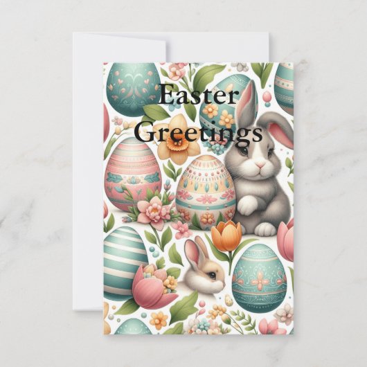 春バニーと花イースター サンキューカード (正面)