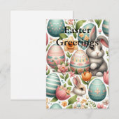 春バニーと花イースター サンキューカード (正面/裏面)