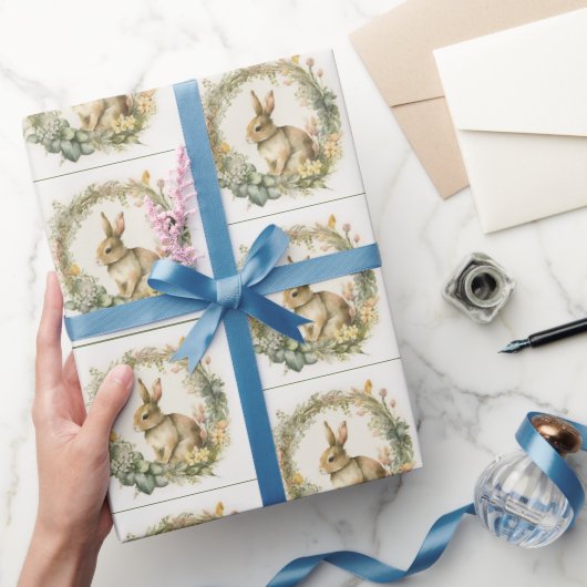 春バニーインリース ラッピングペーパー (ギフト)