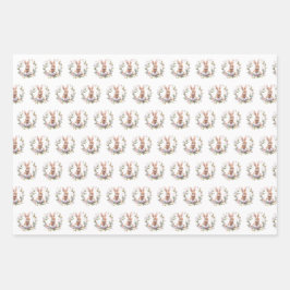 春バニーイースターエッグガーランドリース ラッピングペーパーシート