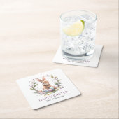 春バニーイースターエッグリース パーソナライズされた スクエアペーパーコースター (インサイチュ)