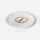 春バニーイースターエッグリース パーソナライズされた ペーパープレート (アングル)