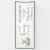 春バニーウォーターカラーベビーシャワーウェルカム 横断幕 (縦)