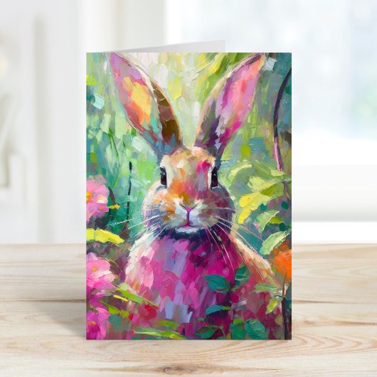 春バニーカラフルモダン抽象芸術 カード