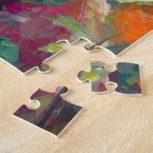 春バニーカラフルモダン抽象芸術 ジグソーパズル (側面)