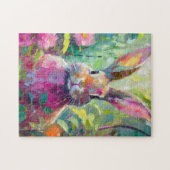 春バニーカラフルモダン抽象芸術 ジグソーパズル (横)