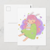 春バニーガールイラストレーション ポストカード (正面/裏面)