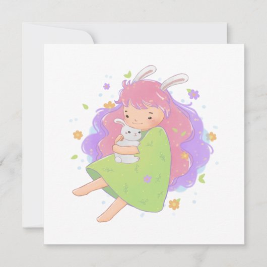 春バニーガールイラストレーション 招待状 (正面)