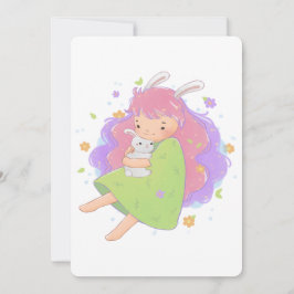 春バニーガールイラストレーション 招待状