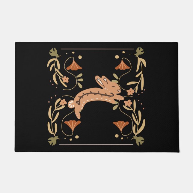 春バニーキュートスカンジナビアスタイル ドアマット (正面)