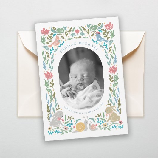 春バニーズバーズカタツムリの写真誕生 招待状