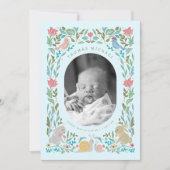 春バニーズバーズカタツムリブルー誕生 招待状 (正面)