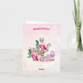 春バニーハッピーイースター水カラーフローラグリーン シーズンカード (裏面)