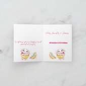 春バニーハッピーイースター水カラーフローラグリーン シーズンカード (内部)