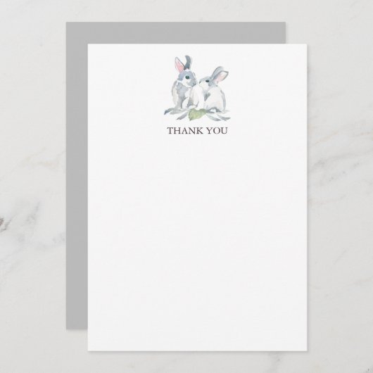春バニーパーソナライズされた文房具ありがとう ノートカード (正面/裏面)