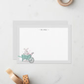 春バニーフローラモノグラム文具 ノートカード (正面/裏面インサイチュ)