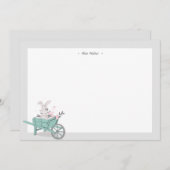 春バニーフローラモノグラム文具 ノートカード (正面/裏面)