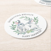 春バニーベビーシャワーキープサケ ラウンドペーパーコースター (アングル)