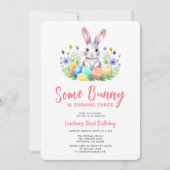 春バニーラビットイースターサード誕生日 招待状 (正面)