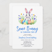 春バニーラビットイースターセカンド誕生日 招待状 (正面/裏面)