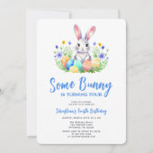 春バニーラビットイースターフォー誕生日 招待状 (正面)