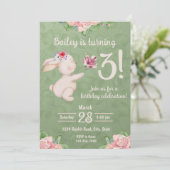 春バニーラビット誕生日招待状 招待状 (スタンド正面)