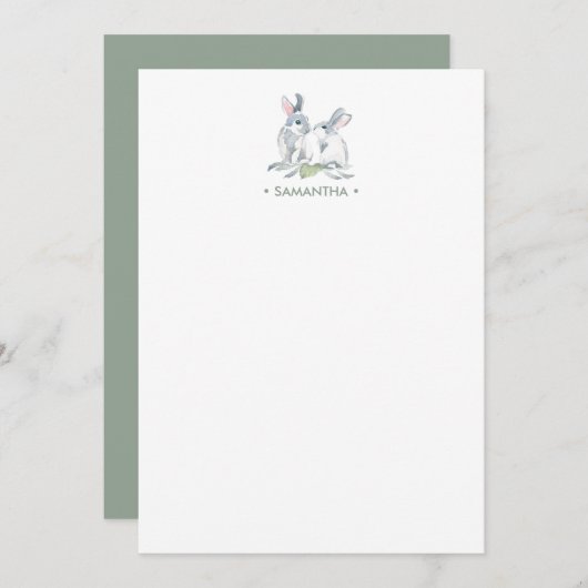 春バニー文パーソナライズされた具 ノートカード (正面/裏面)