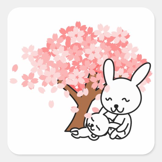 春バニー スクエアシール (正面)