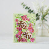 春バラアライグマ ポストカード (スタンド正面)