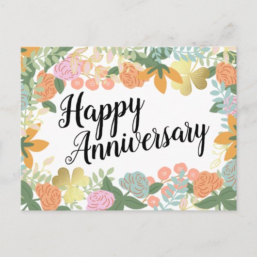 春バラ開花クローバーハッピー記念日 ポストカード (正面)