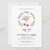 春バードウィズキュートな赤ちゃんシャワー 招待状 (正面)