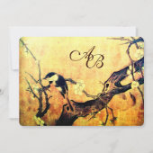 春バードモノグラム、金ゴールドイエローブラウン 案内状 (裏面)