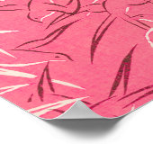 春バードヴィンテージ日本のピンクアニマルプリント ポスター (角)