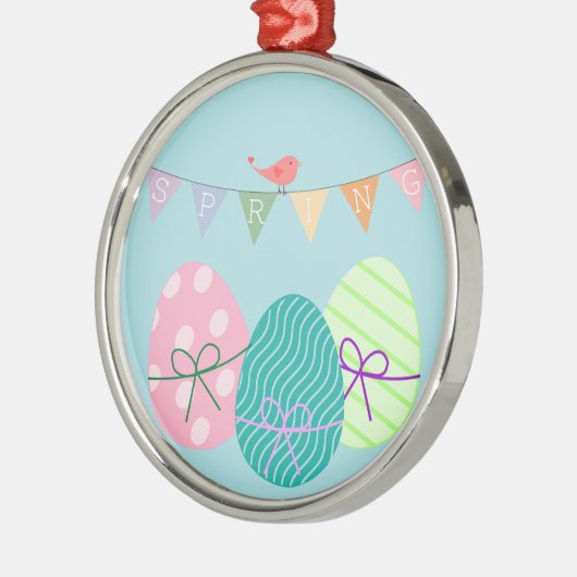 春パウダーブルーイースターエッグ メタルオーナメント (左)