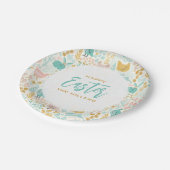 春パステルカラーイースターシンボルパターン ペーパープレート (アングル)