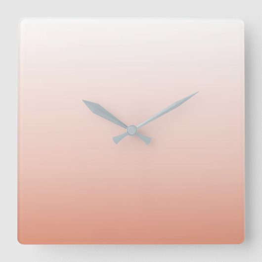春パステルカラー赤面ピーチグラデーションダスティピンク スクエア壁時計 (正面)