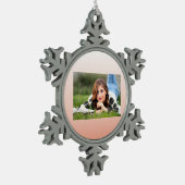 春パステルカラー赤面ピーチグラデーションダスティピンク スノーフレークピューターオーナメント (左)