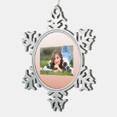 春パステルカラー赤面ピーチグラデーションダスティピンク スノーフレークピューターオーナメント (右)