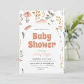 春パステルコタジェコアマッシュルームベビーシャワー 招待状 (スタンド正面)