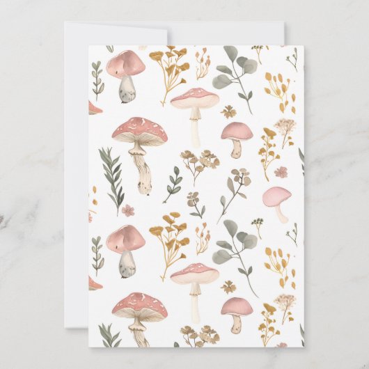 春パステルコタジェコアマッシュルームベビーシャワー 招待状 (裏面)