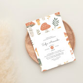 春パステルコタジェコアマッシュルームベビーシャワー 招待状