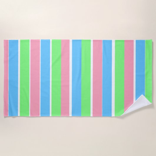 春パステルストライプ ビーチタオル (正面)