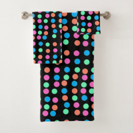 春パステルスポットオンブラック バスタオルセット