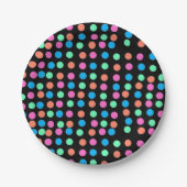 春パステルスポットオンブラック ペーパープレート (正面)